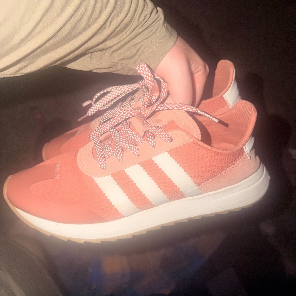 adidas Coral Pink Women's Sneaker with White Stripes